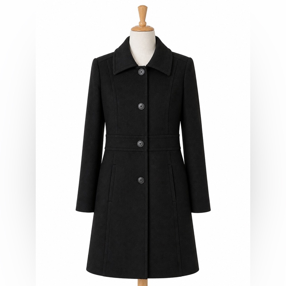 Kristen Blake Studio Collection Black Coat | Classic Tailored Long Jacket